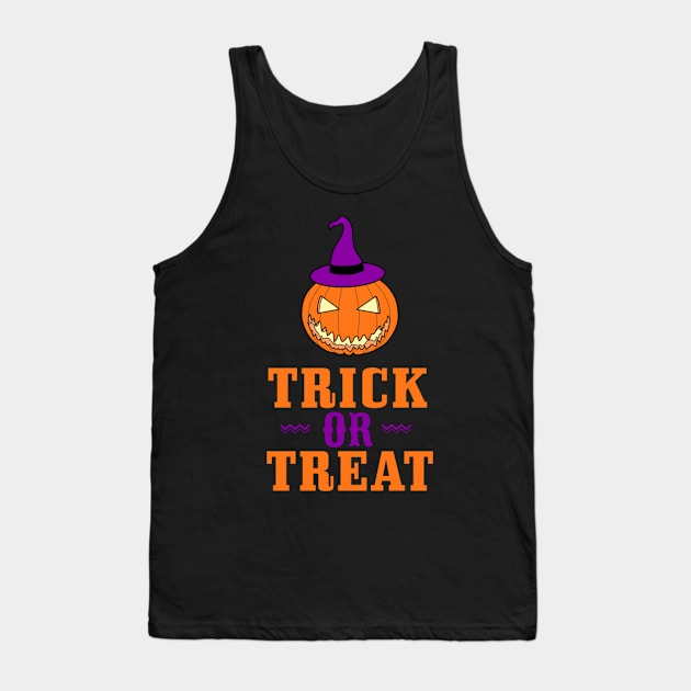 Trick or Treat Pumpkin Witch Hat Tank Top by aaallsmiles
